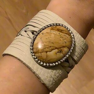 NWOT Leatherock Jasper and Leather Cuff Bracelet